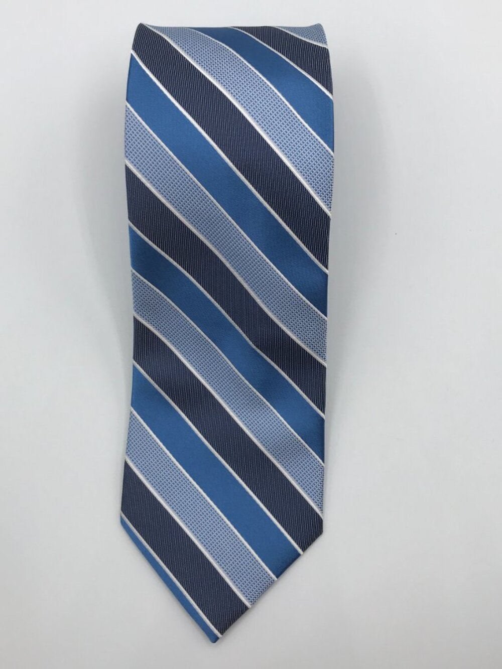Stafford Men's 100% Polyester Blue Stripe 3.25" X 58" Tie